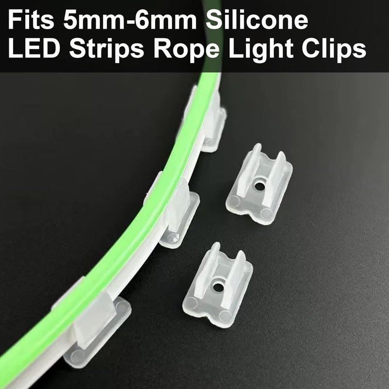 LEPEVNEY Waterproof LED Strip Mounting Clips - Translucent, Fits 5mm-6mm Silicone LED Strips Rope Light Clips, Includes Screws, Pack of 50 - Image 5